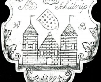 Faksimile eines Wappenschildes, das der Schüttorfer Stadtbote als „Ausweis“ mit sich führte.