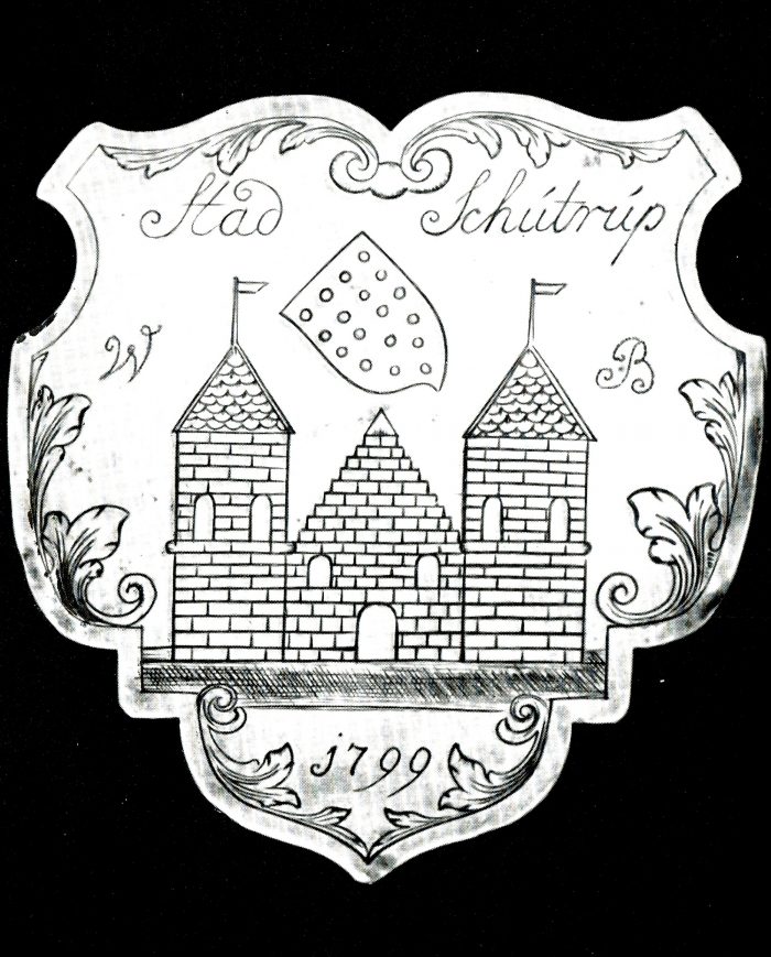 Faksimile eines Wappenschildes, das der Schüttorfer Stadtbote als „Ausweis“ mit sich führte.